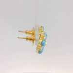 Gehna Jaipur Turquoise & Pearl Bead Studded Flower Style Earrings  For Girls & Women FE-1350 - Image 3