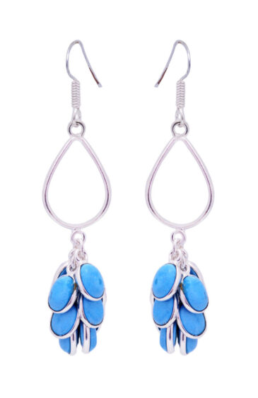 Gehna Jaipur Blue Turquoise Color Stone Earrings In German Silver  For Girls & Women GE01-1351