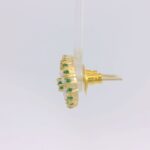 Gehna Jaipur Pearl And Green Emerald Studded Flower Style Earrings  For Girls & Women FE-1351 - Image 5