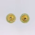 Gehna Jaipur Pearl And Green Emerald Studded Flower Style Earrings  For Girls & Women FE-1351 - Image 3