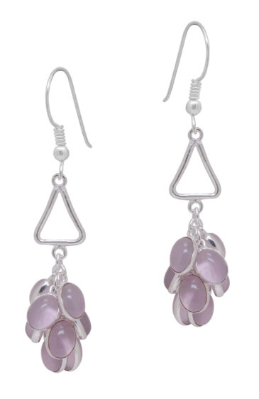 Gehna Jaipur Rose Quartz Color Stone Earrings In German Silver  For Girls & Women GE01-1352