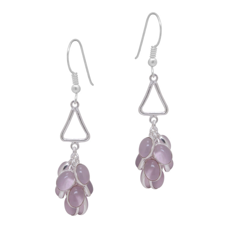 Gehna Jaipur Rose Quartz Color Stone Earrings In German Silver  For Girls & Women GE01-1352