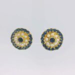 Gehna Jaipur Pearl And Blue Sapphire Studded Flower Style Earrings  For Girls & Women FE-1353