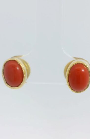 Gehna Jaipur Red Jasper Stone Oval Shape Earrings  For Girls & Women FE-1355