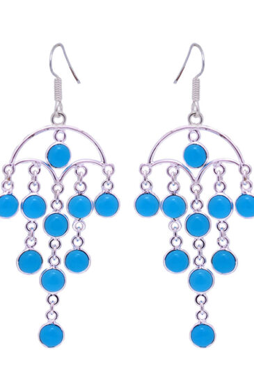 Gehna Jaipur Blue Chalcedony Color Stone Earrings In German Silver  For Girls & Women GE01-1359