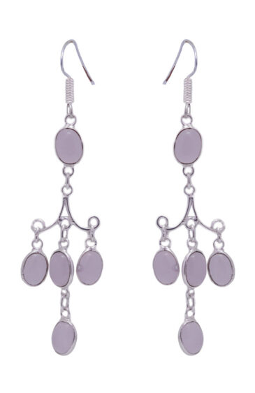 Gehna Jaipur Natural Rose Quartz Color Stone Earrings In German Silver  For Girls & Women GE01-1362