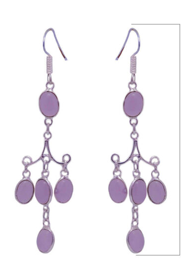 Gehna Jaipur Natural Rose Quartz Color Stone Earrings In German Silver  For Girls & Women GE01-1362