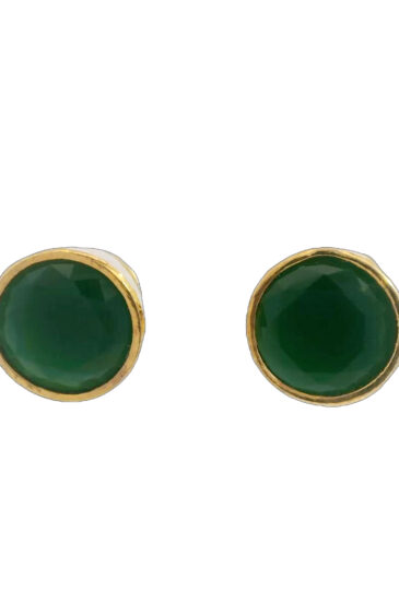 Gehna Jaipur Natural Green Emerald Stone Round Shape Earrings  For Girls & Women FE-1364