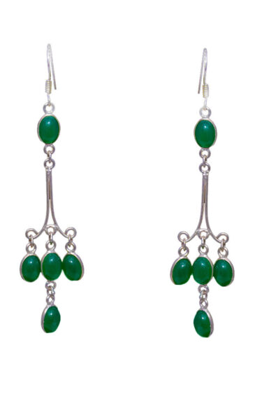 Gehna Jaipur Green Onyx Color Stone Earrings In German Silver  For Girls & Women GE01-1366