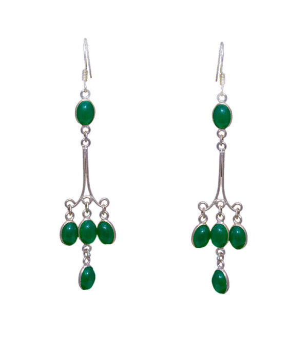 Gehna Jaipur Green Onyx Color Stone Earrings In German Silver  For Girls & Women GE01-1366