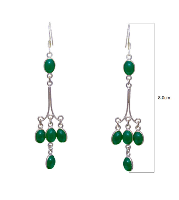 Gehna Jaipur Green Onyx Color Stone Earrings In German Silver  For Girls & Women GE01-1366 - Image 4