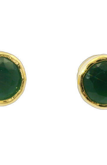 Gehna Jaipur Natural Green Emerald Stone Round Shape Earrings  For Girls & Women FE-1368