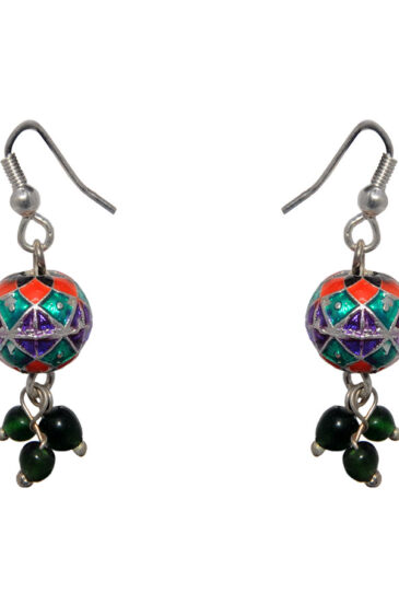 Gehna Jaipur Green Quartz Stone Earrings In German Silver  For Girls & Women GE01-1370