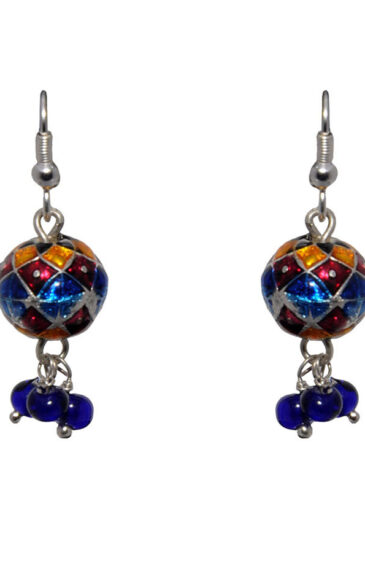 Gehna Jaipur Blue Quartz Stone Earrings In German Silver  For Girls & Women GE01-1371