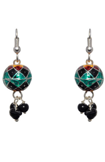 Gehna Jaipur Black Onyx Stone Earrings In German Silver  For Girls & Women GE01-1372