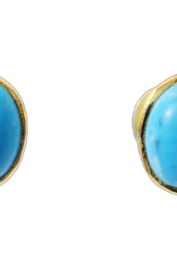 Gehna Jaipur Turquoise Stone Studded Oval Shape Earrings  For Girls & Women FE-1373