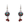 Gehna Jaipur Red Quartz Stone Earrings With Enamel Work In German Silver  For Girls & Women GE01-1374