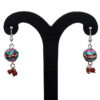 Gehna Jaipur Red Quartz Stone Earrings With Enamel Work In German Silver  For Girls & Women GE01-1374 - Image 5