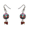 Gehna Jaipur Red Quartz Stone Earrings With Enamel Work In German Silver  For Girls & Women GE01-1374 - Image 4