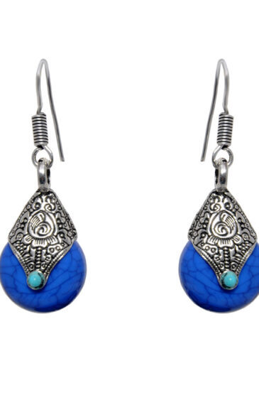 Gehna Jaipur Blue Quartz Color Stone Earrings In German Silver  For Girls & Women GE01-1375