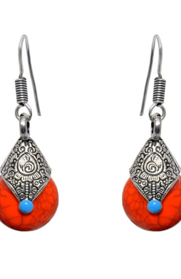 Gehna Jaipur Orange Quartz Color Stone Earrings In German Silver  For Girls & Women GE01-1378