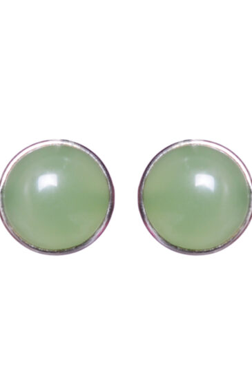 Gehna Jaipur Prehnite Color Stone Stud Earrings In German Silver  For Girls & Women GE01-1379