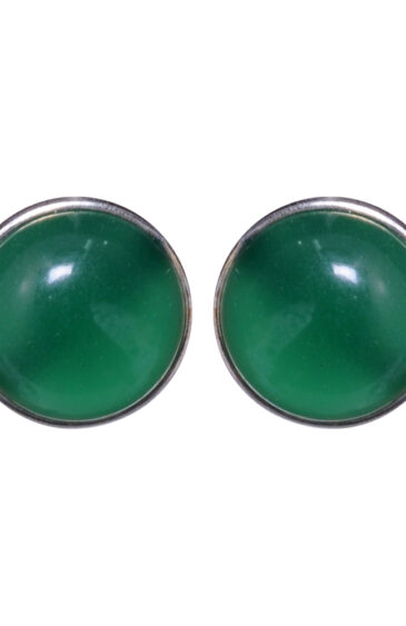 Gehna Jaipur Green Onyx Color Stone Stud Earrings In German Silver  For Girls & Women GE01-1380