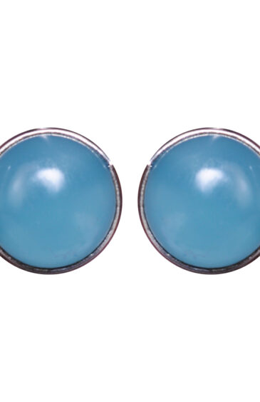 Gehna Jaipur Blue Chalcedony Color Stone Stud Earrings In German Silver  For Girls & Women GE01-1384