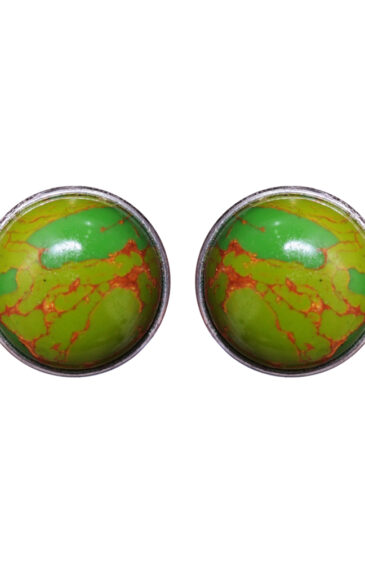 Gehna Jaipur Green Turquoise Color Stone Stud Earrings In German Silver  For Girls & Women GE01-1385