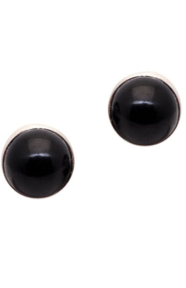 Gehna Jaipur Black Spinel Color Stone Stud Earrings In German Silver  For Girls & Women GE01-1386