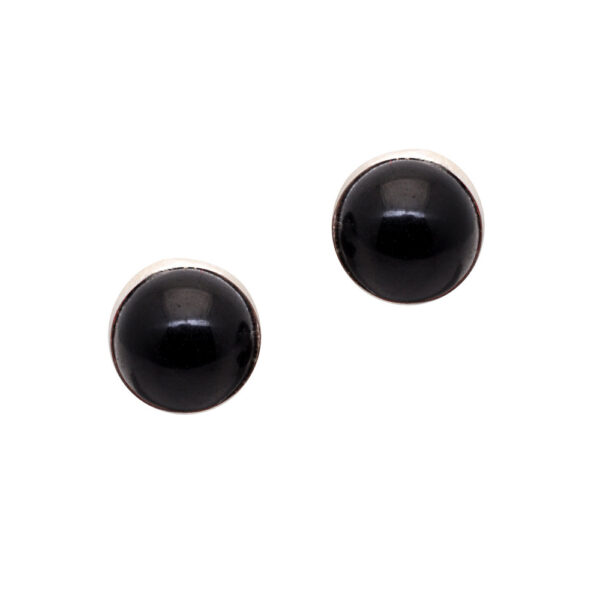 Gehna Jaipur Black Spinel Color Stone Stud Earrings In German Silver  For Girls & Women GE01-1386