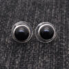 Gehna Jaipur Black Spinel Color Stone Stud Earrings In German Silver  For Girls & Women GE01-1386 - Image 6