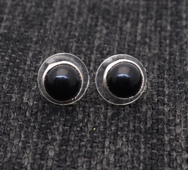 Gehna Jaipur Black Spinel Color Stone Stud Earrings In German Silver  For Girls & Women GE01-1386 - Image 6