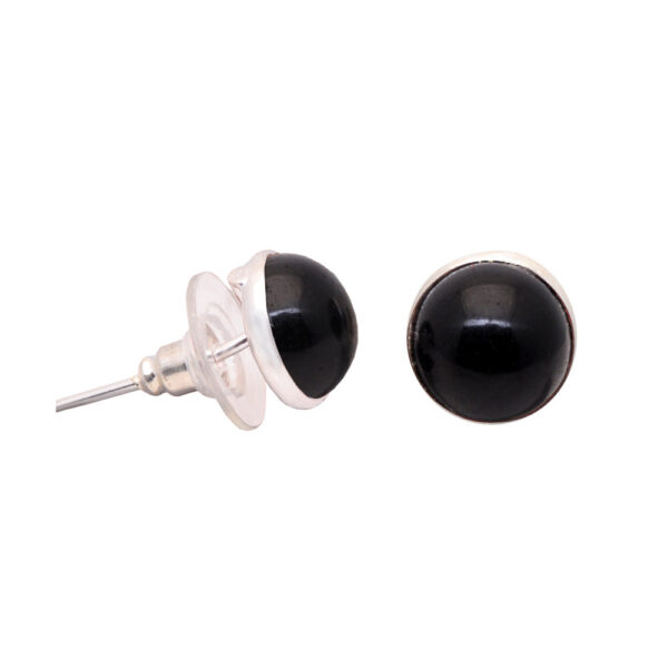 Gehna Jaipur Black Spinel Color Stone Stud Earrings In German Silver  For Girls & Women GE01-1386 - Image 4