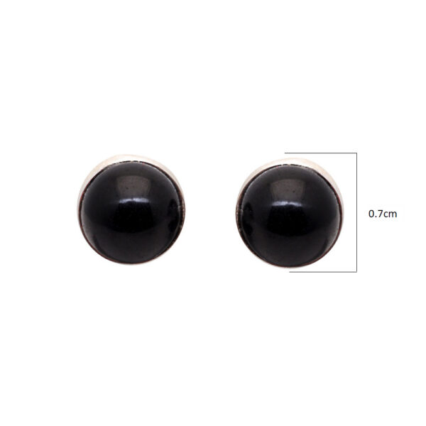 Gehna Jaipur Black Spinel Color Stone Stud Earrings In German Silver  For Girls & Women GE01-1386 - Image 3
