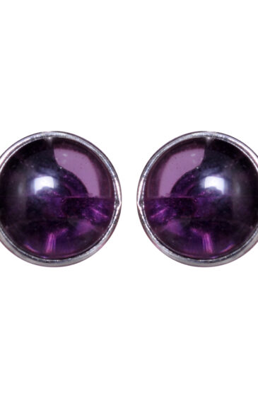 Gehna Jaipur Amethyst Color Stone Stud Earrings In German Silver  For Girls & Women GE01-1388