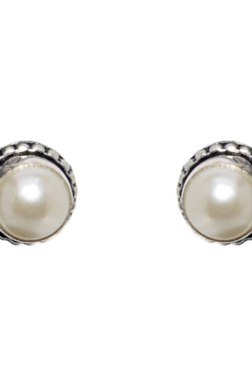 Gehna Jaipur Natural Pearl Stud Earrings In German Silver  For Girls & Women GE01-1400