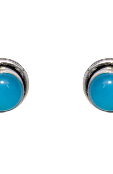 Gehna Jaipur Blue Chalcedony Color Stone Stud Earrings In German Silver Earrings For Girls & Women GE01-1402