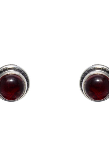 Gehna Jaipur Red Garnet Color Stone Stud Earrings In German Silver  For Girls & Women GE01-1417