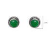 Gehna Jaipur Green Onyx Color Stone Stud Earrings In German Silver  For Girls & Women GE01-1423 - Image 3