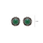 Gehna Jaipur Green Onyx Color Stone Stud Earrings In German Silver  For Girls & Women GE01-1476 - Image 4