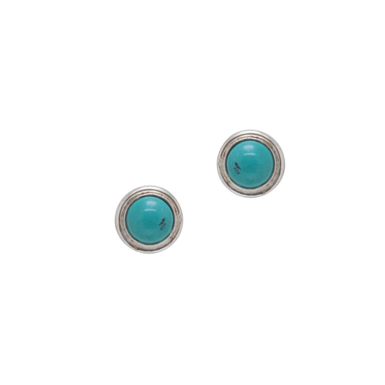 Gehna Jaipur Turquoise Color Stone Stud Earrings In German Silver  For Girls & Women GE01-1479