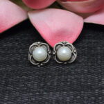 Gehna Jaipur Pearl Stone Earrings In German Silver  For Girls & Women GE01-1482 - Image 5