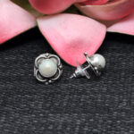 Gehna Jaipur Pearl Stone Earrings In German Silver  For Girls & Women GE01-1482 - Image 4