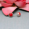 Gehna Jaipur Red Jasper Color Stone Stud Earrings In German Silver  For Girls & Women GE01-1483 - Image 6