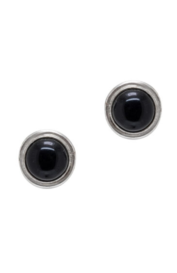 Gehna Jaipur Black Spinel Color Stone Stud Earrings In German Silver  For Girls & Women GE01-1486