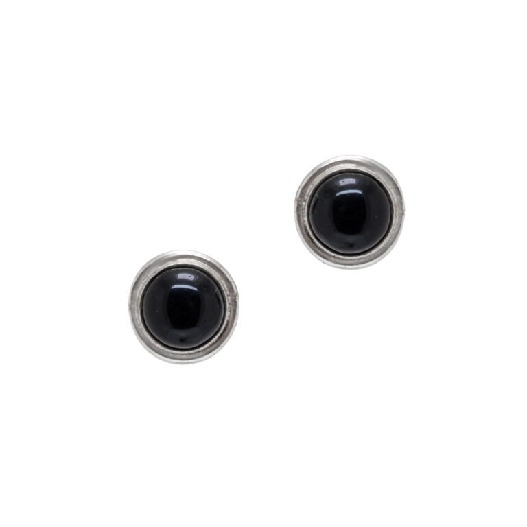 Gehna Jaipur Black Spinel Color Stone Stud Earrings In German Silver  For Girls & Women GE01-1486
