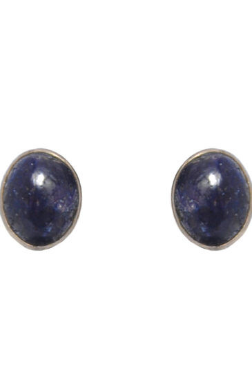 Gehna Jaipur Blue Sapphire Color Stone Stud Earrings In German Silver  For Girls & Women GE01-1493