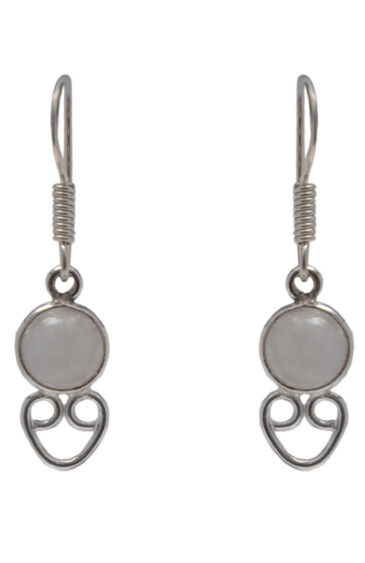 Gehna Jaipur White Moonstone Color Stone Earrings In German Silver  For Girls & Women GE01-1497