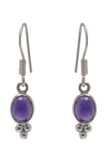 Gehna Jaipur Bezel Jewelry Amethyst Color Stone Earrings In German Silver  For Girls & Women GE01-1498